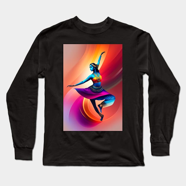 Indian classical dance art Long Sleeve T-Shirt by Art wallpaper store